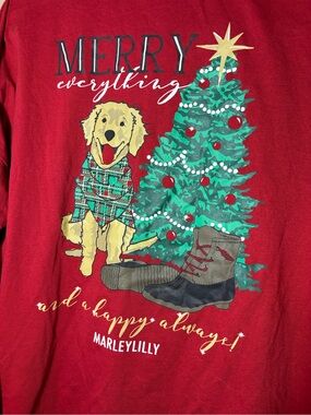 MarleyLilly Christmas Dog Shirt Red Holiday Tee